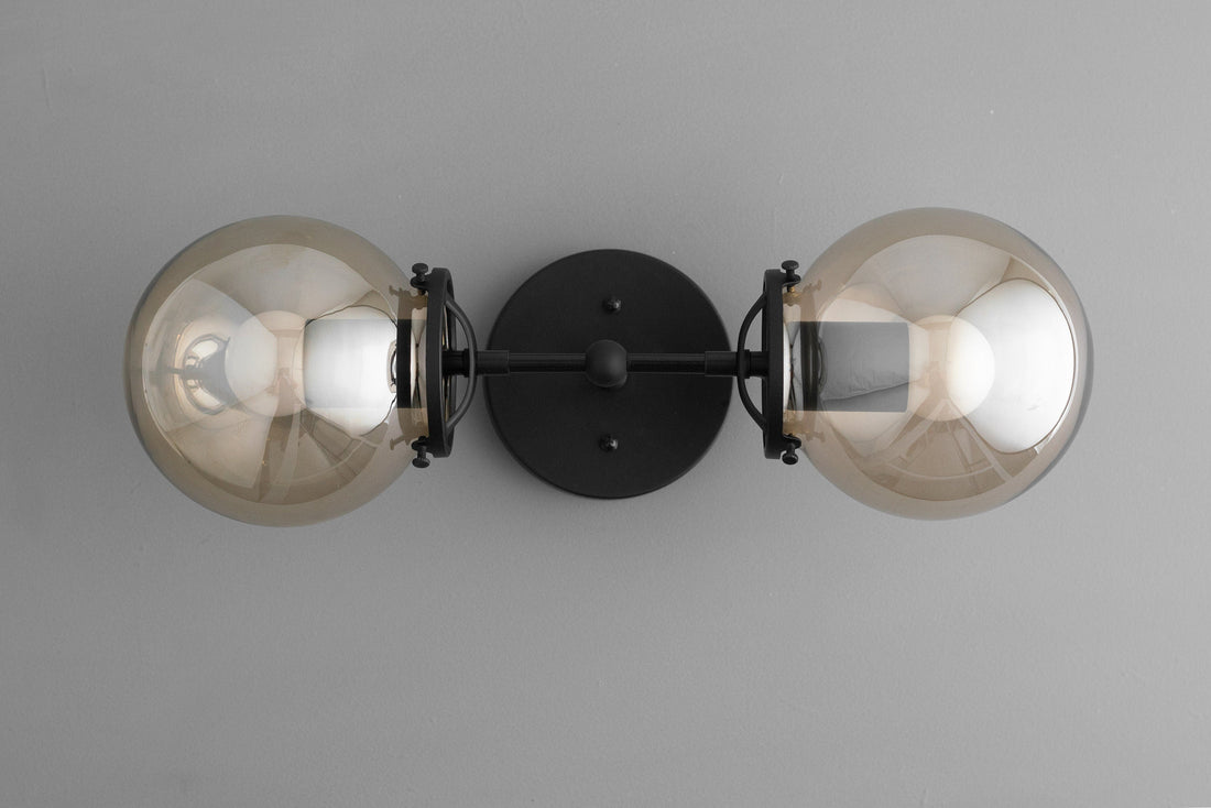 Lumio Globe Double Globe Vanity Wall Light - Rustic Farmhouse Bathroom Wall Fixture