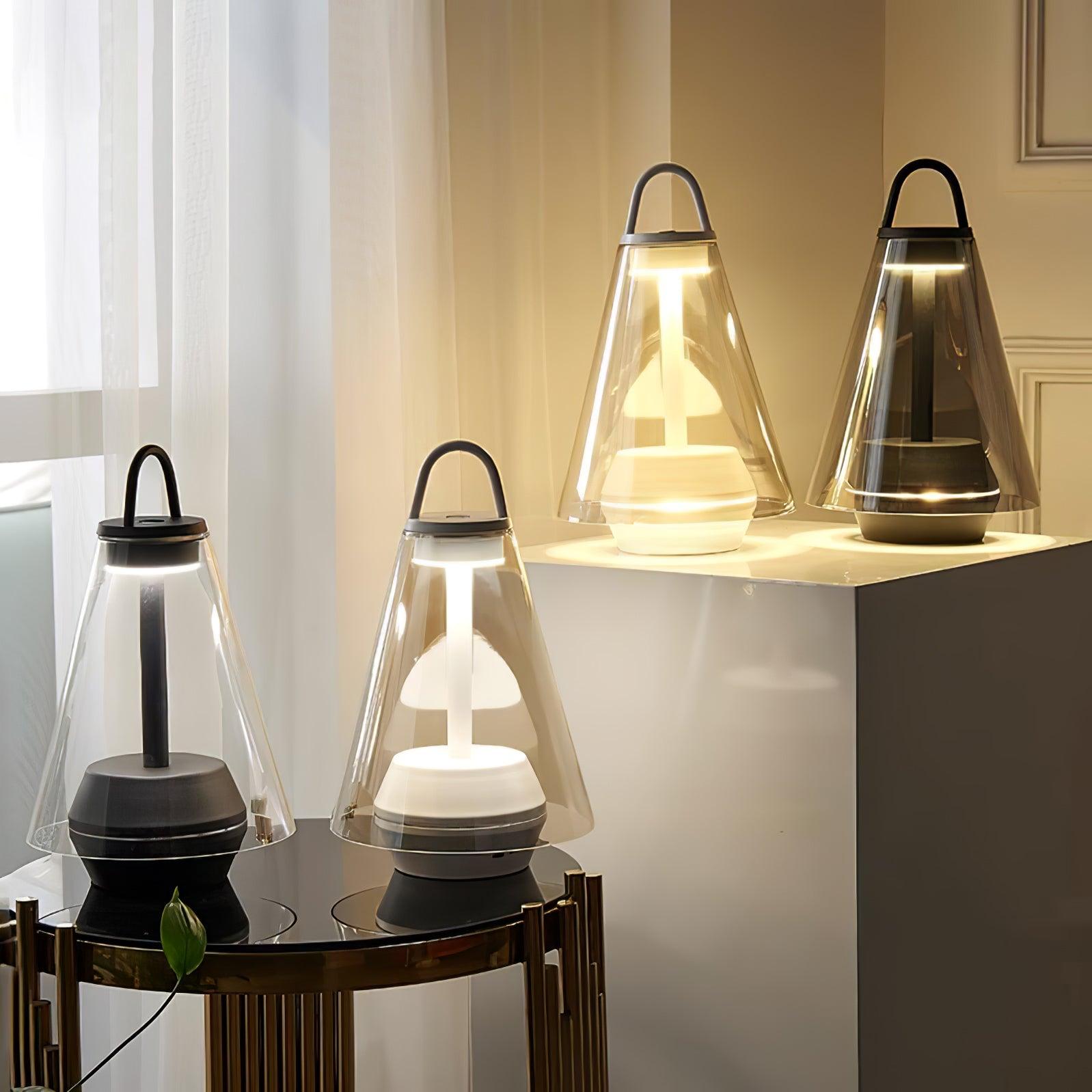 Table Lamp - Rechargeable Glass LED Light for Indoor Use