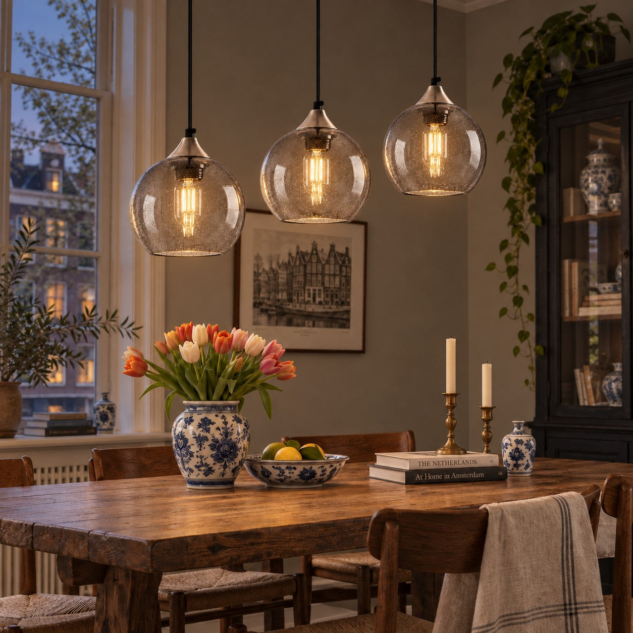 Bubble Glass Globe 3 - Light Single Pendant Light With Adjustable Cord