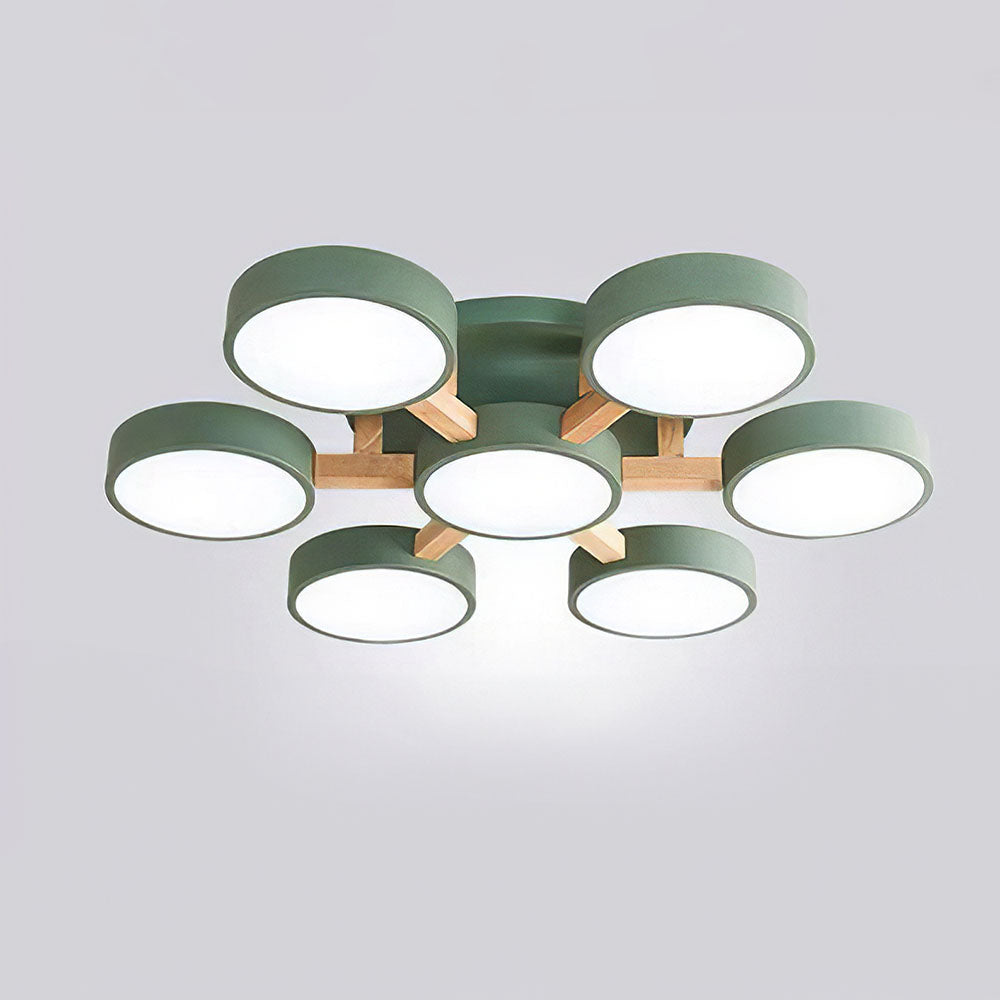 LED Ceiling Light – Modern Iron Wood Fixture for Bedroom Ambiance