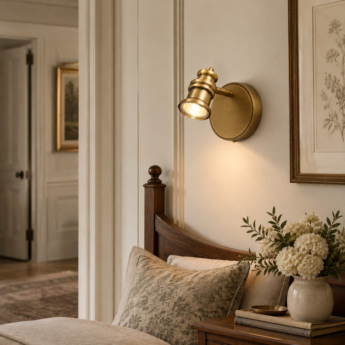Aurelia Brushed Brass Adjustable Vanity Wall Light