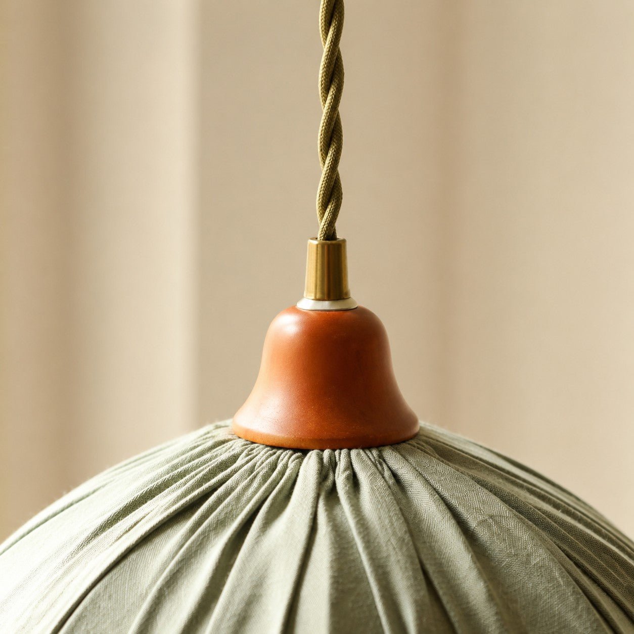 Ruched Fabric Pendant Light with Pleated Shade