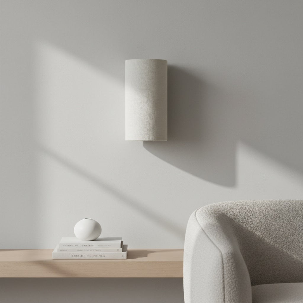 Linbron Linen Wall Sconce Natural Fabric Shade Modern Wall Light for Bedroom