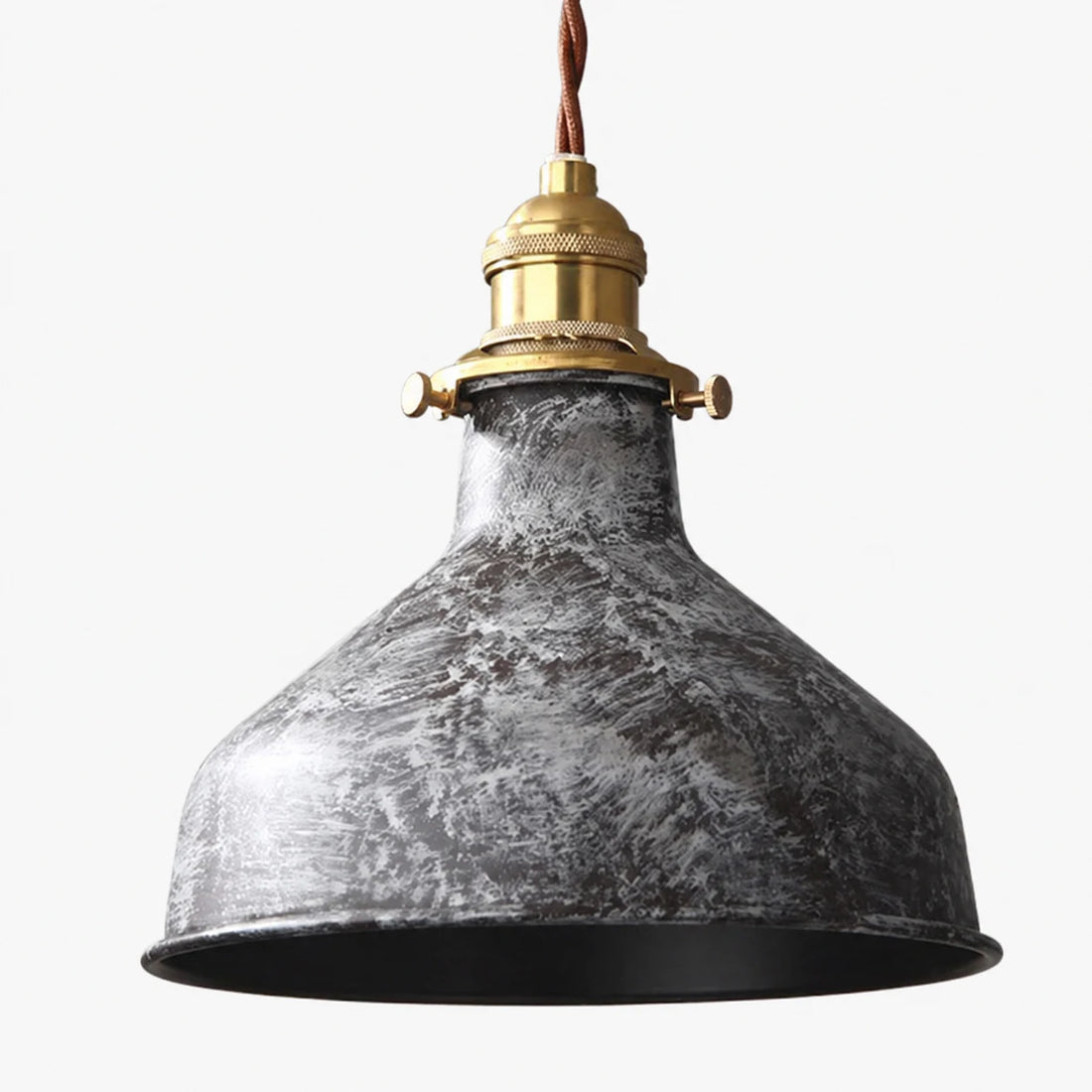 Wide distressed grey white cone pendant lamp