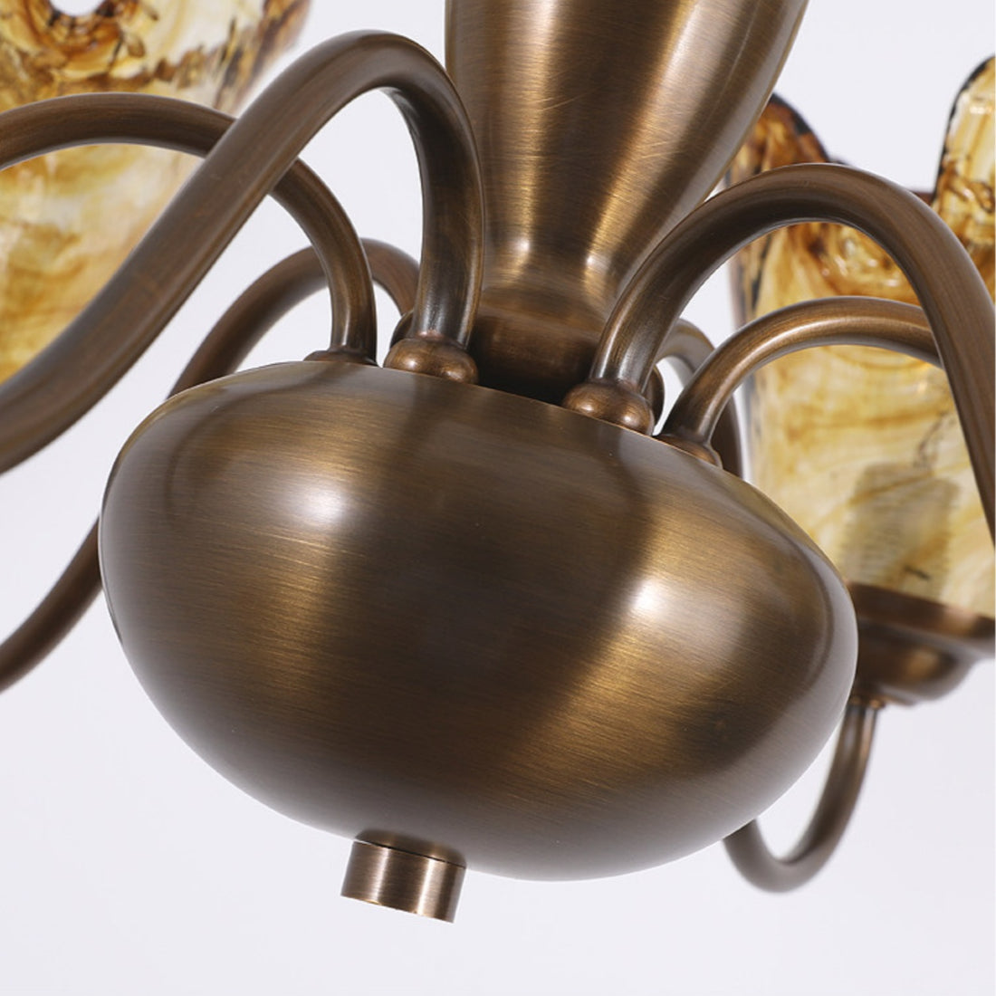 Amber Ruffle Glass Brass Chandelier