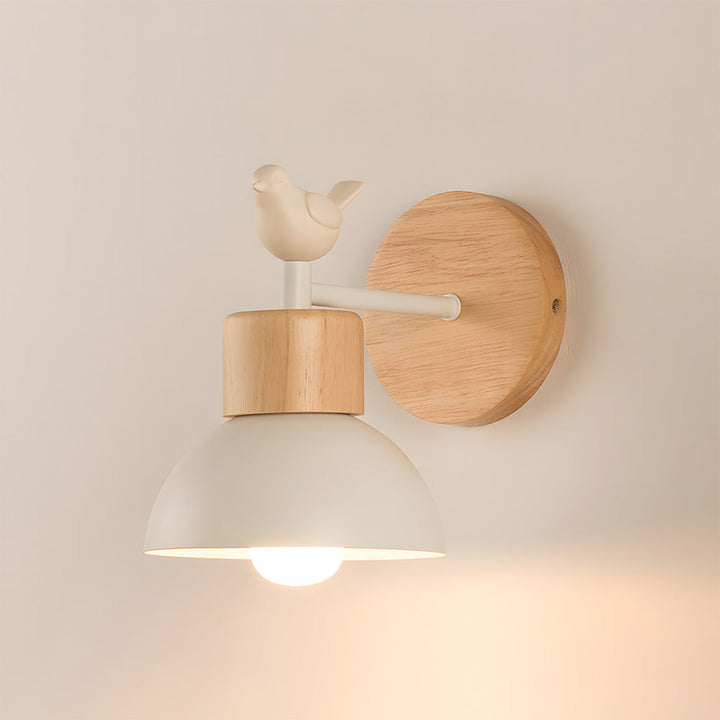 Modern Wooden Wall Light - Semicircular lampshade Fixture for Bedroom