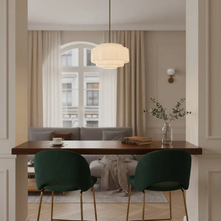 Vexrona Glass Pendant Lamp - Elegant Adjustable Metal Hanging Rod for Living Room and Bar