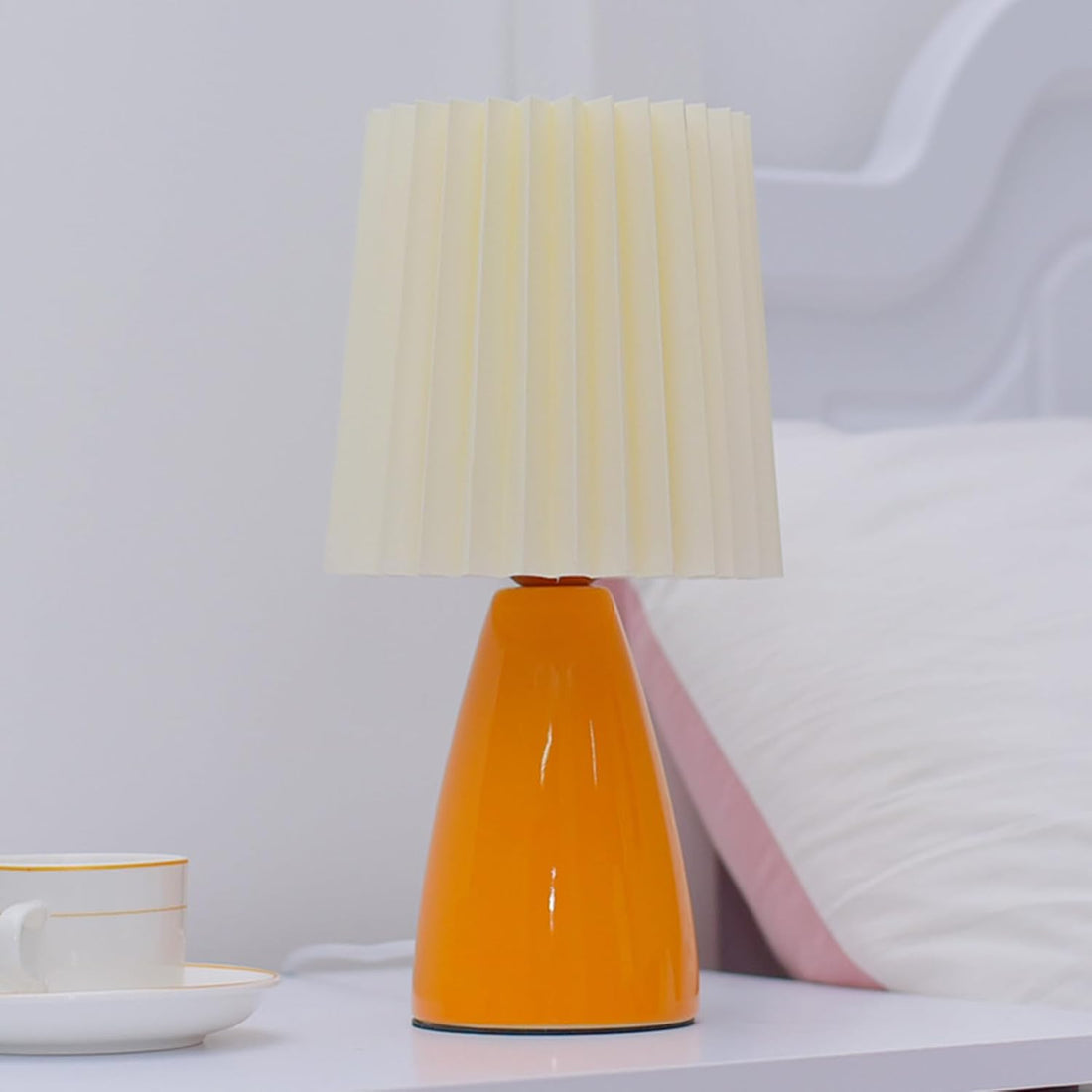 Modern Mini Table Lamp - Simple Fabric Shade with Metal Base