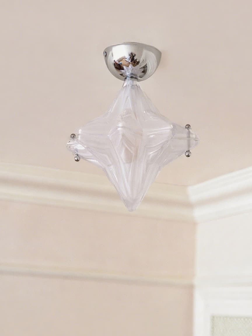 Art Deco Star Ceiling Lamp - Frosted Glass Fixture for Hallway & Entryway - Astris Ceres