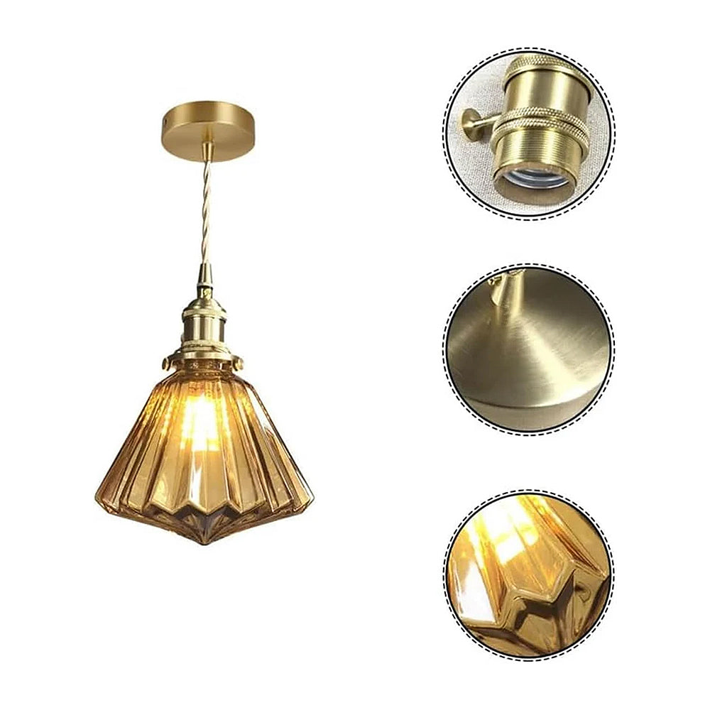 Brass Glass Pendant Light - Elevate Charm Fixture for Kitchen
