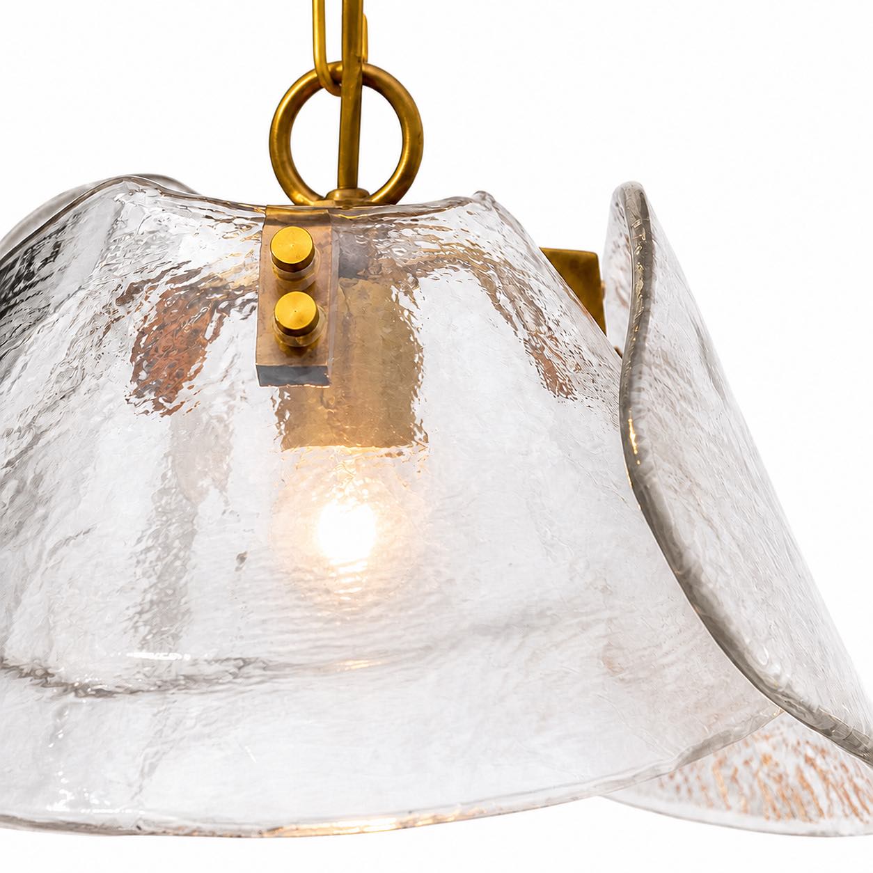 Brass and Clear Glass Dome Pendant Light