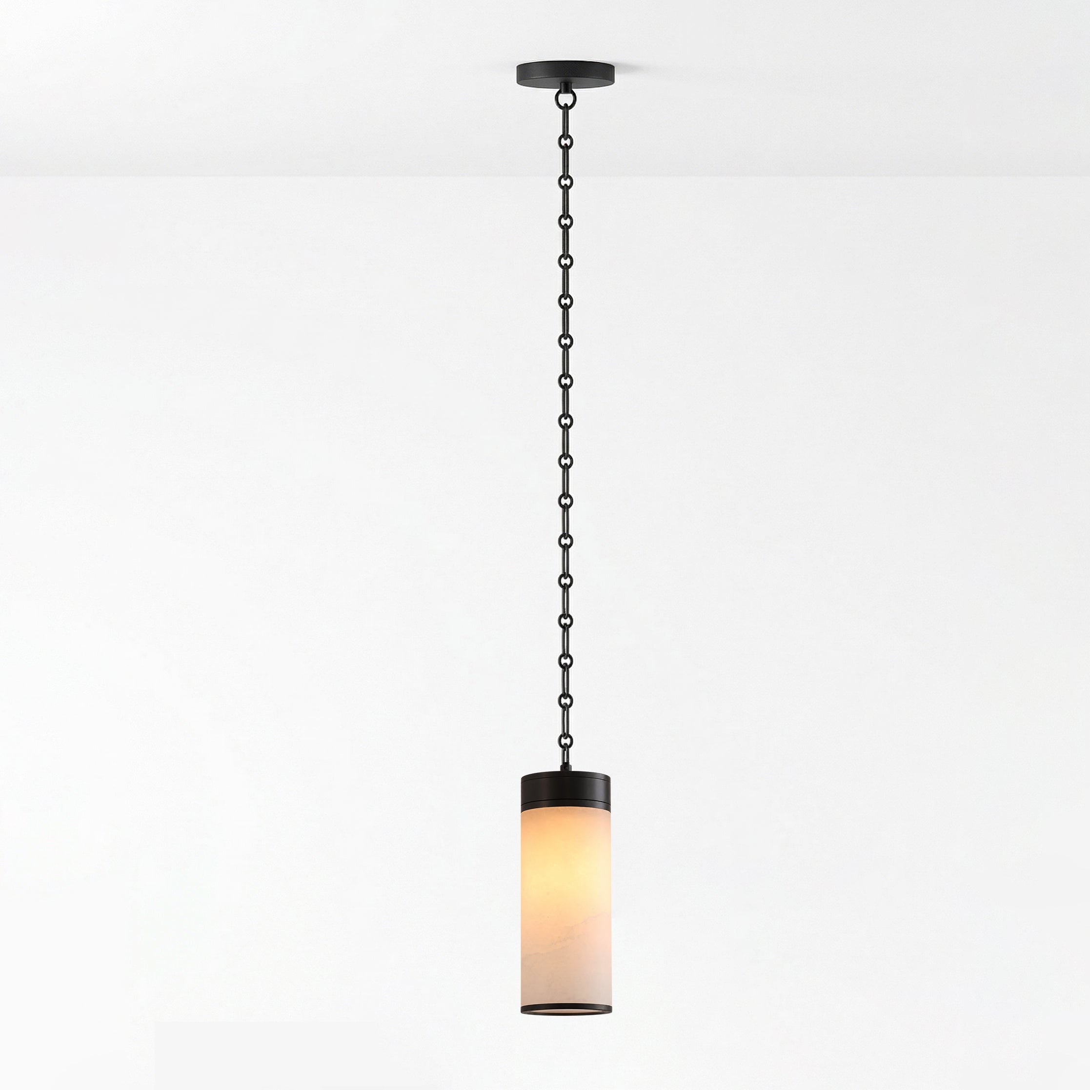 Cream Alabaster Chain Hardwired Pendant Light