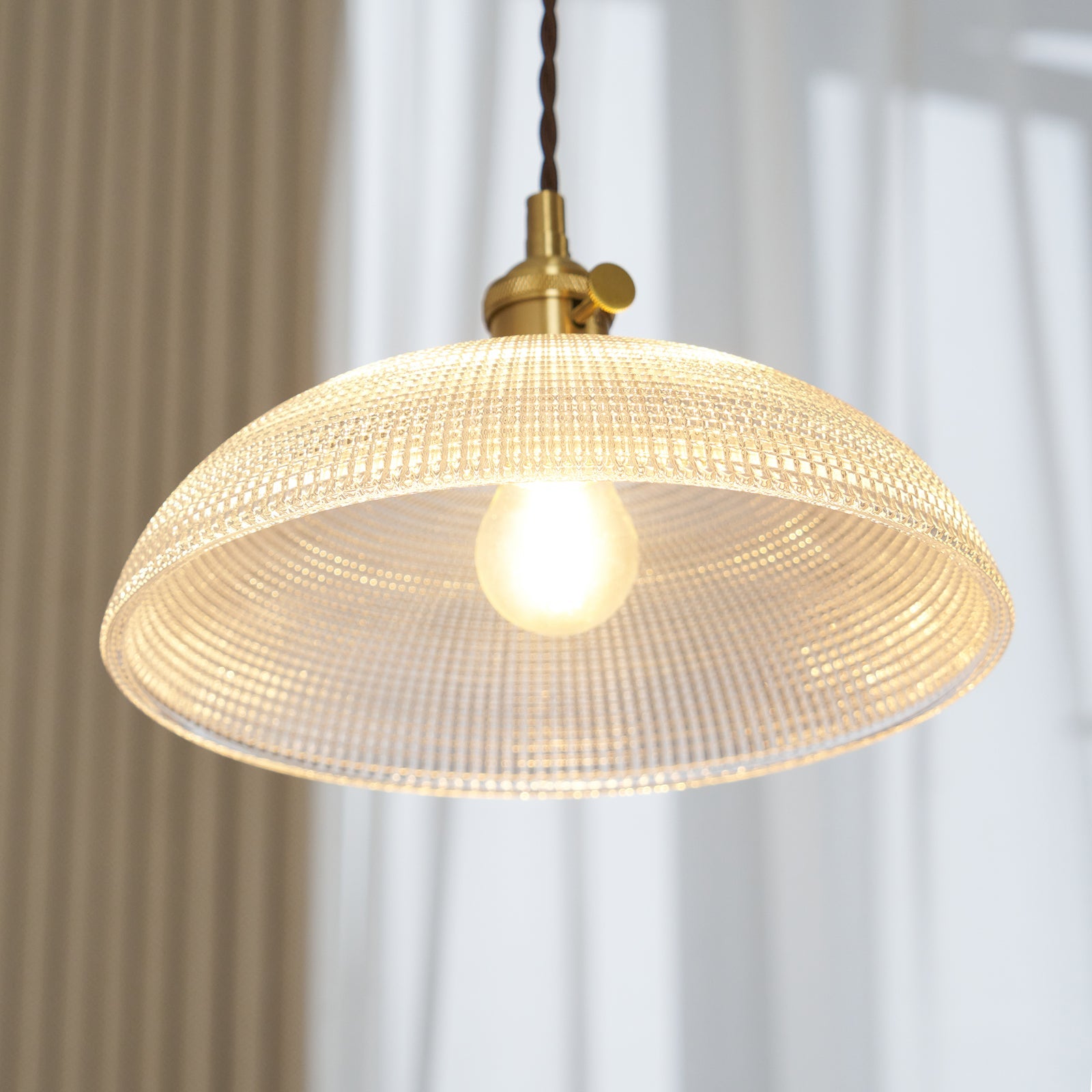 Polished Brass Domed Glass Plug-In Pendant
