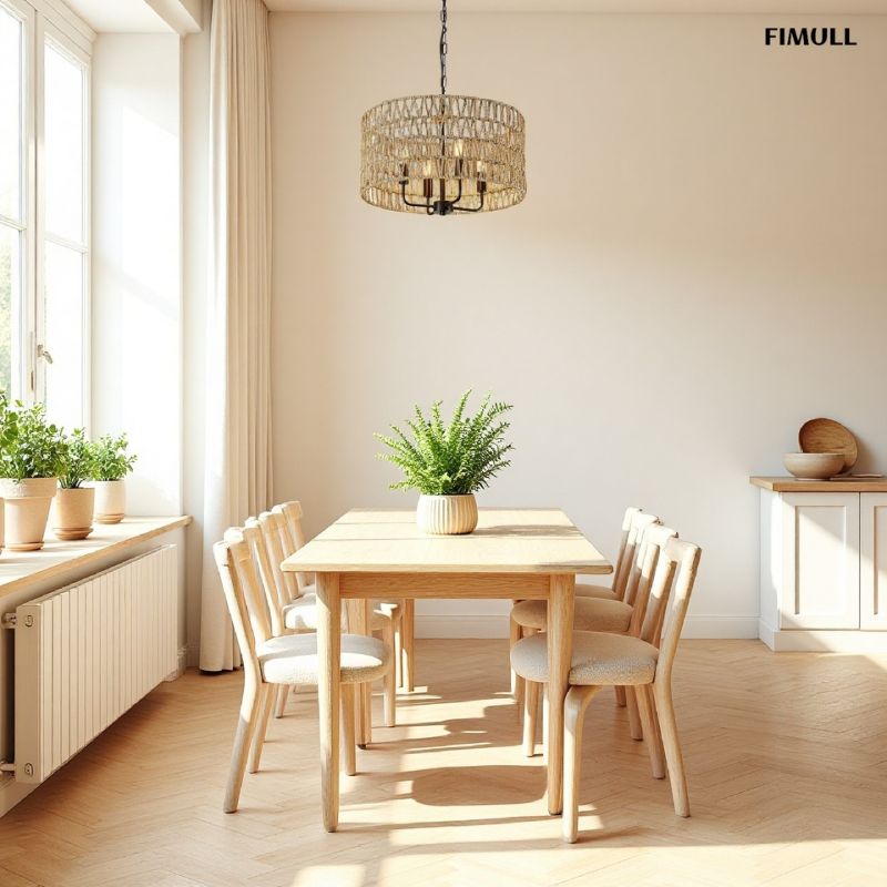 Rattan Handgewebt Rustikale Natürliche Einfache Kronleuchter