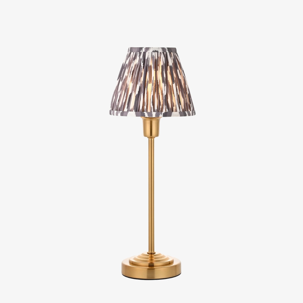 Bronzuno Patterned Fabric Table Lamp - Brass or Bronze Finish Modern-Bohemian Bedside & Living Space Light