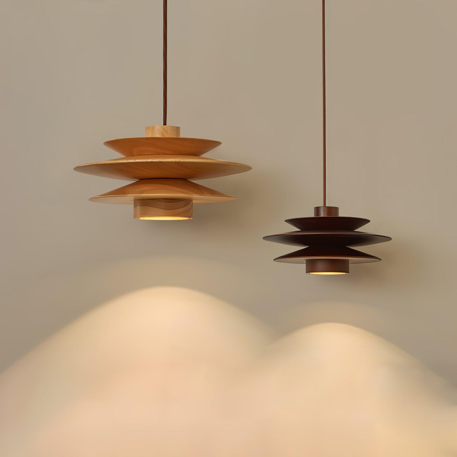 Layered Wood Plug-In Swag Pendant