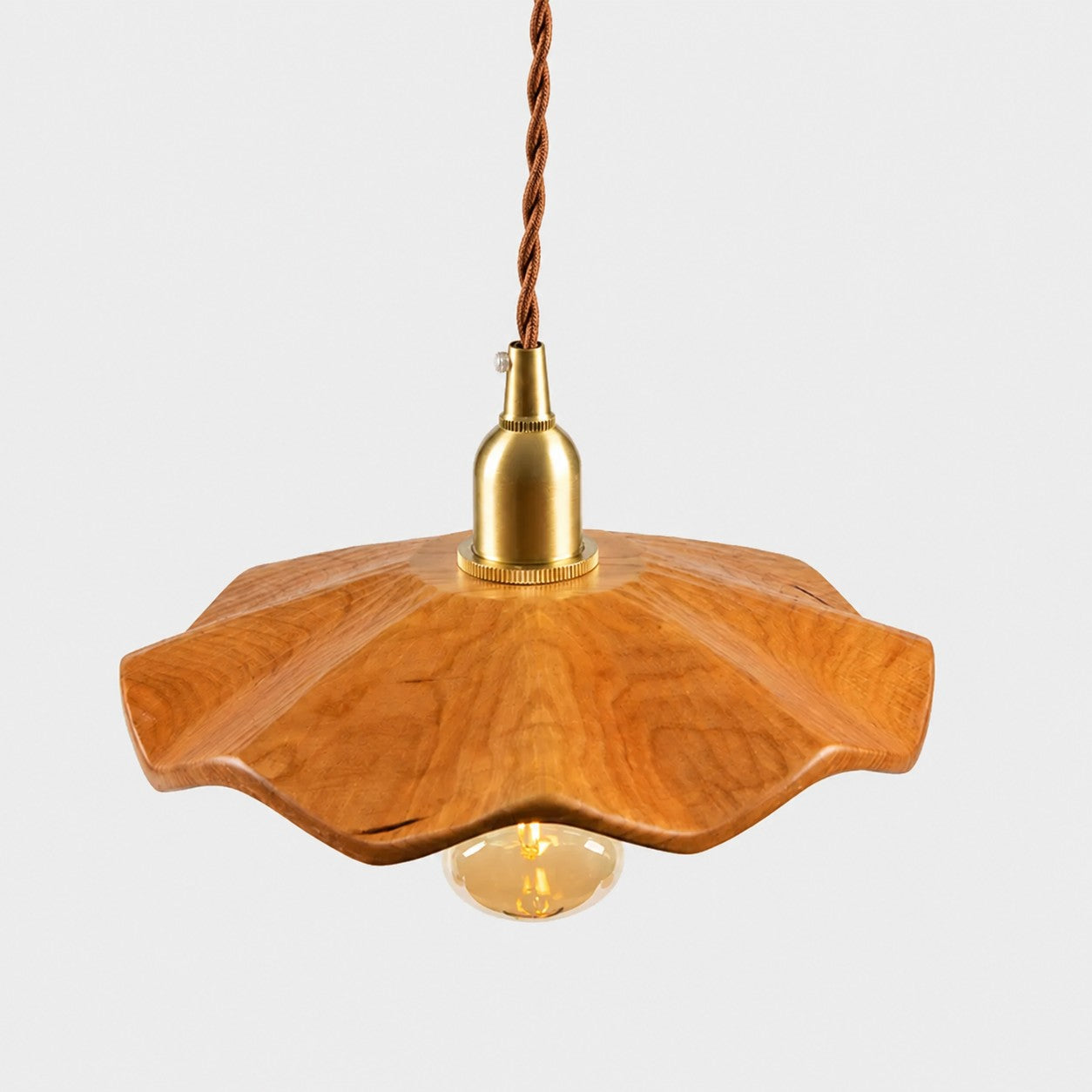 cherry wood lotus pendant light
