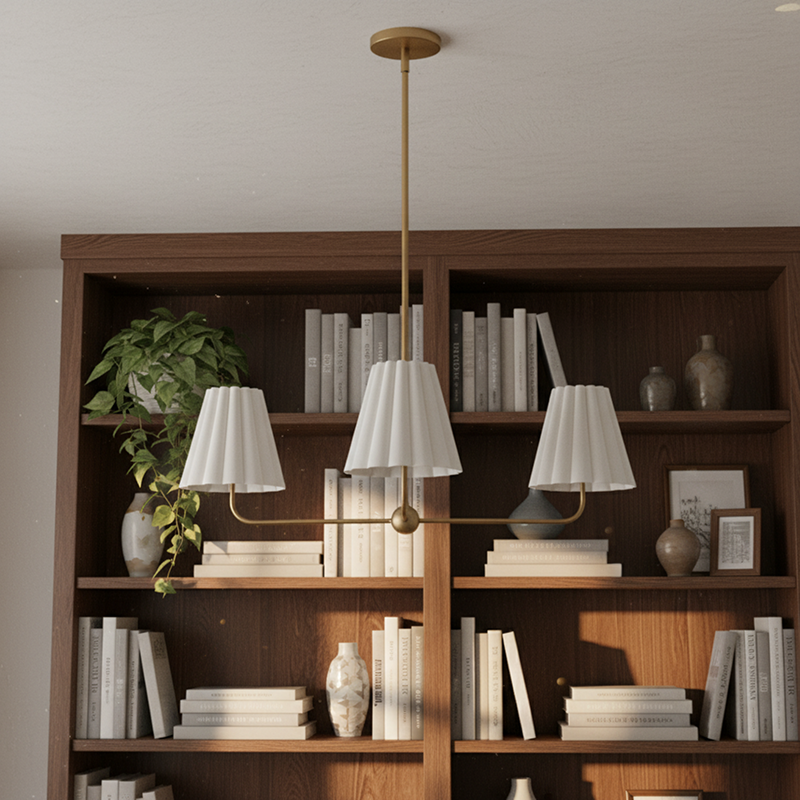 Ruffmeto Ruffled Shade Metal Frame Chandelier for Dining, Entry and Living Room