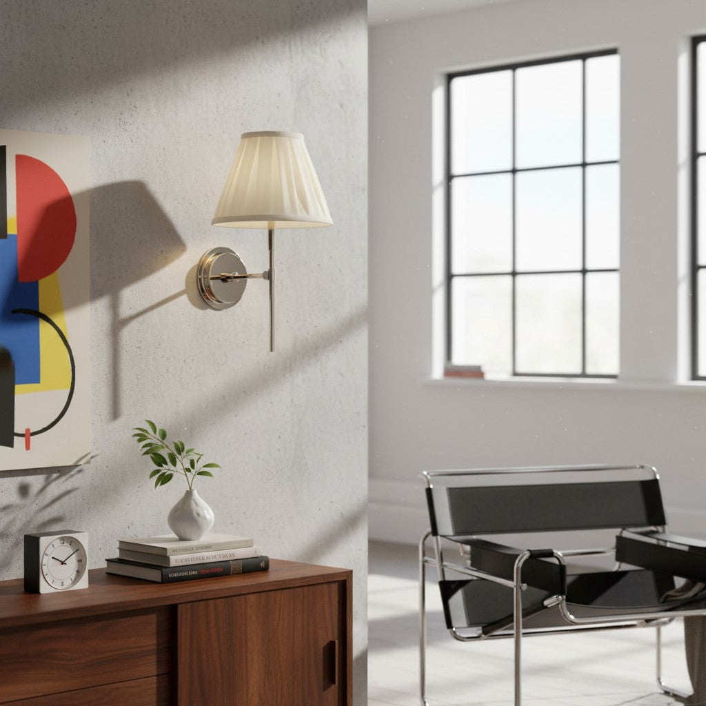 Cremaris Metal Wall Light with Fabric Shade - Timeless Sconce for Interior Lighting