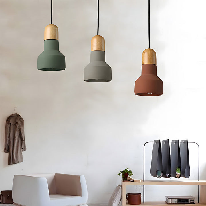 Colorful Minimalist Pendant Light - Cement Fixture for Living Room