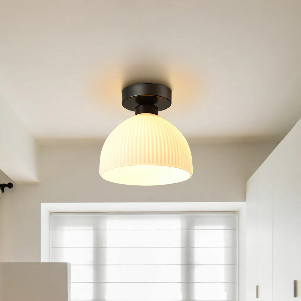 Chic Gold Ceiling Light - Mini Glass Striped Shade Lamp for Hallway