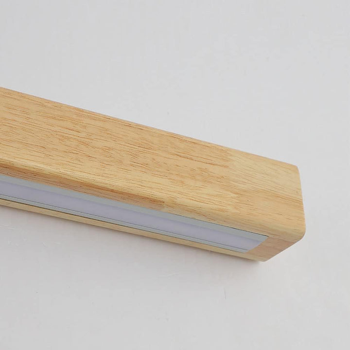 Modern Wood Mirror Wall Lighting - Rectangle Fixture for Bathroom