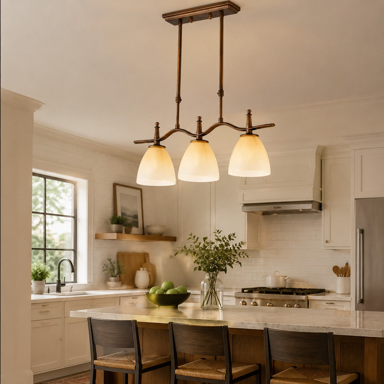 Vintage Linear Glass Pendant Fixture