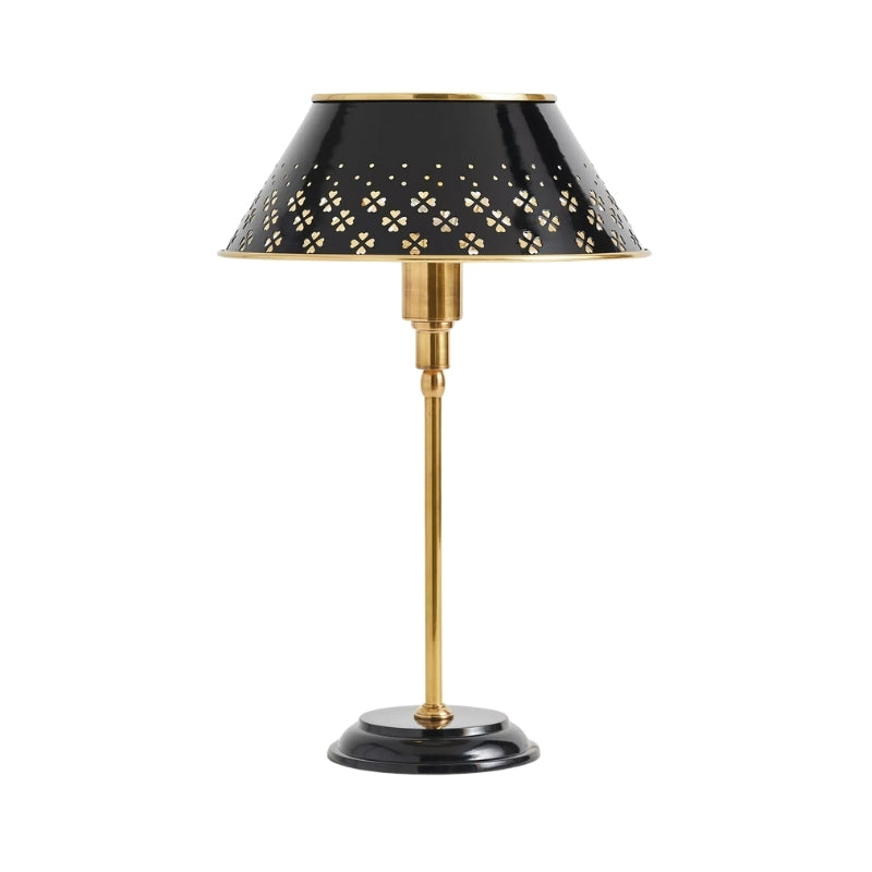 Auriglow Brass Perforated Table Lamp - Space Age Floral Bedroom Light