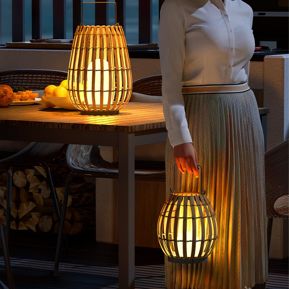 Tropic Braid Outdoor Lamp - Faux-Rattan Metal Waterproof