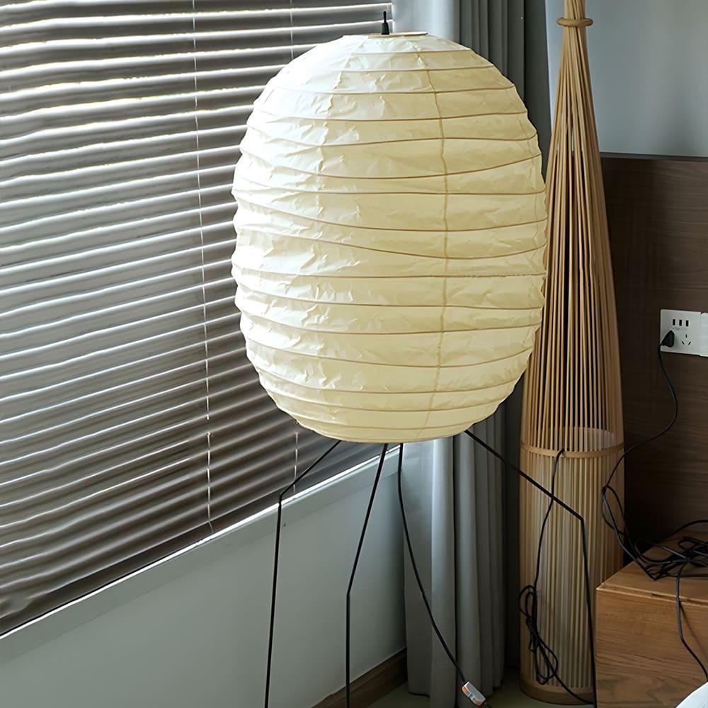 Rice Paper Lantern Floor Lamp - Contemporary Oval Lamp for Entryway