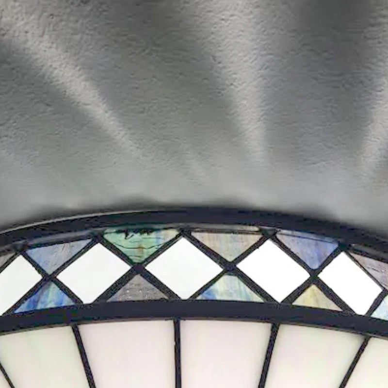 TF Fargo Geometric Flush Mount Light — Handcrafted Art Deco Stained Glass Lamp for Entryway