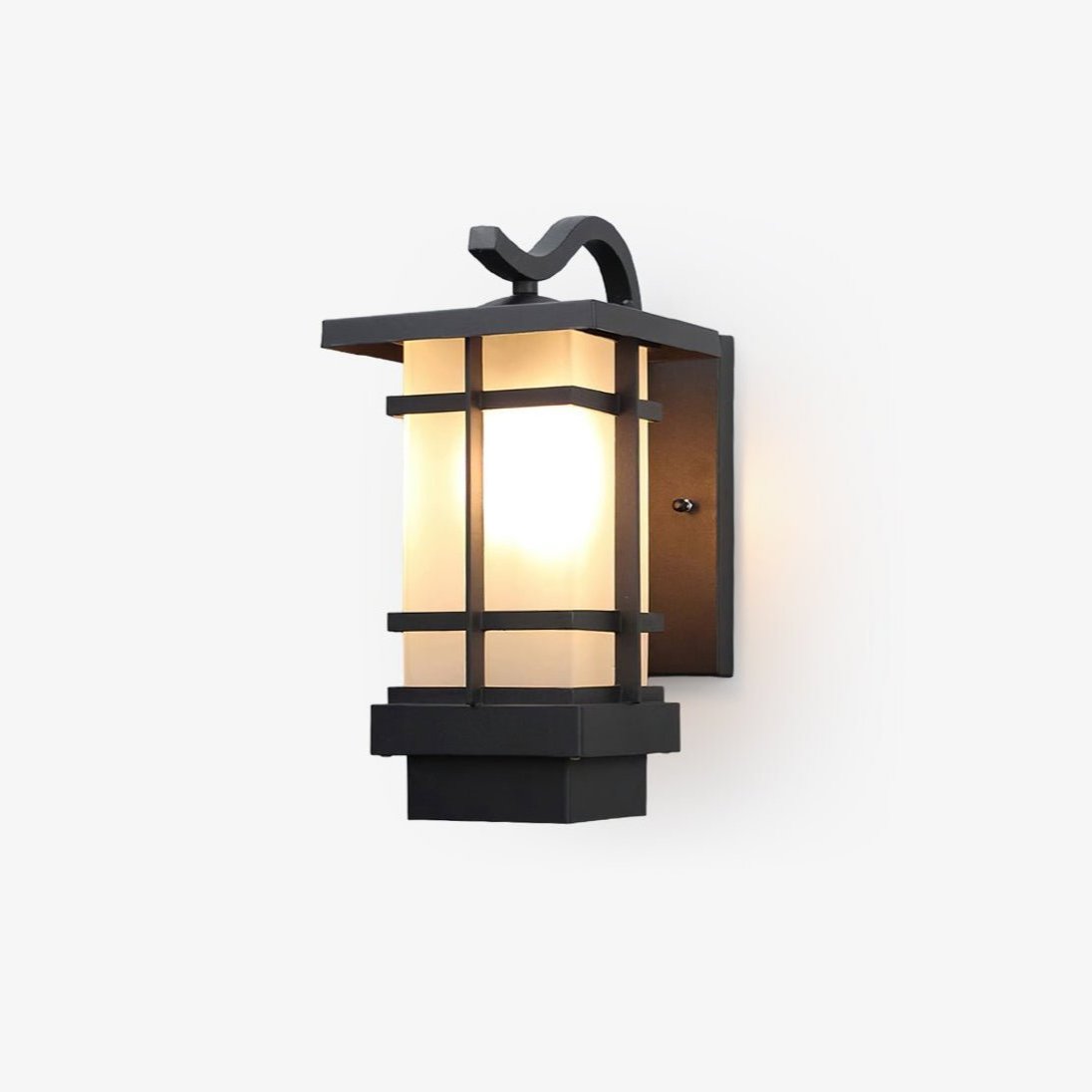 Lantern Wall Lamp - Frosted Outdoor Light for Porch & Patio