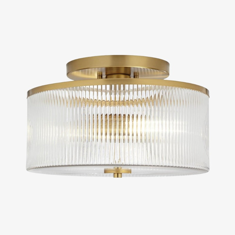 Rilona Striped Glass Drum Ceiling Fixture — Classic Semi-Flush Light for Bedroom or Office U13