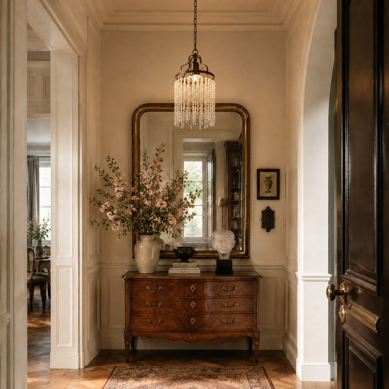 Vintage Crystal Fringe Pendant Chandelier