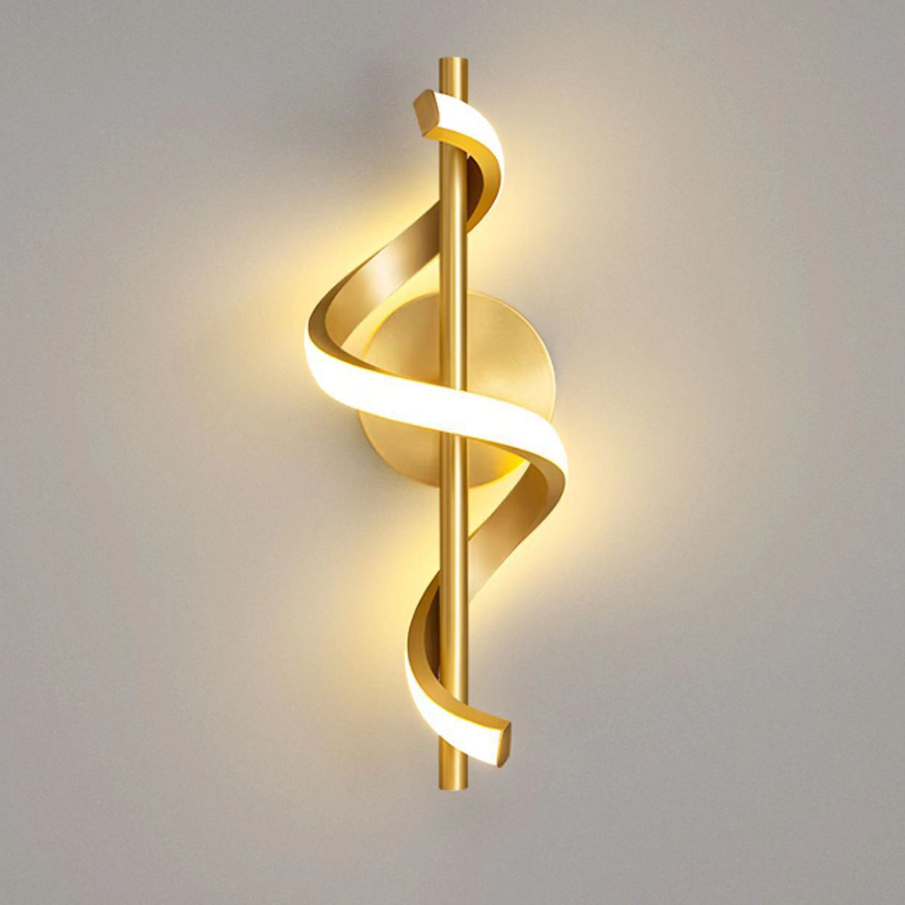 Adjustable Streamlined Wall Sconce - Modern Brass Curved Bedside Lamp