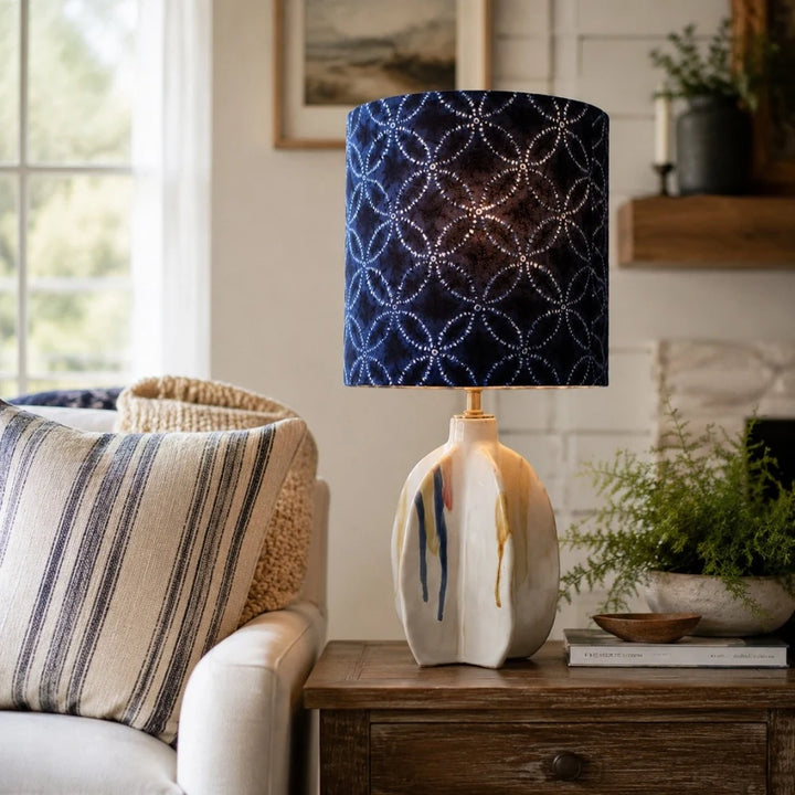 Blue Botanical Ceramic Table Lamp