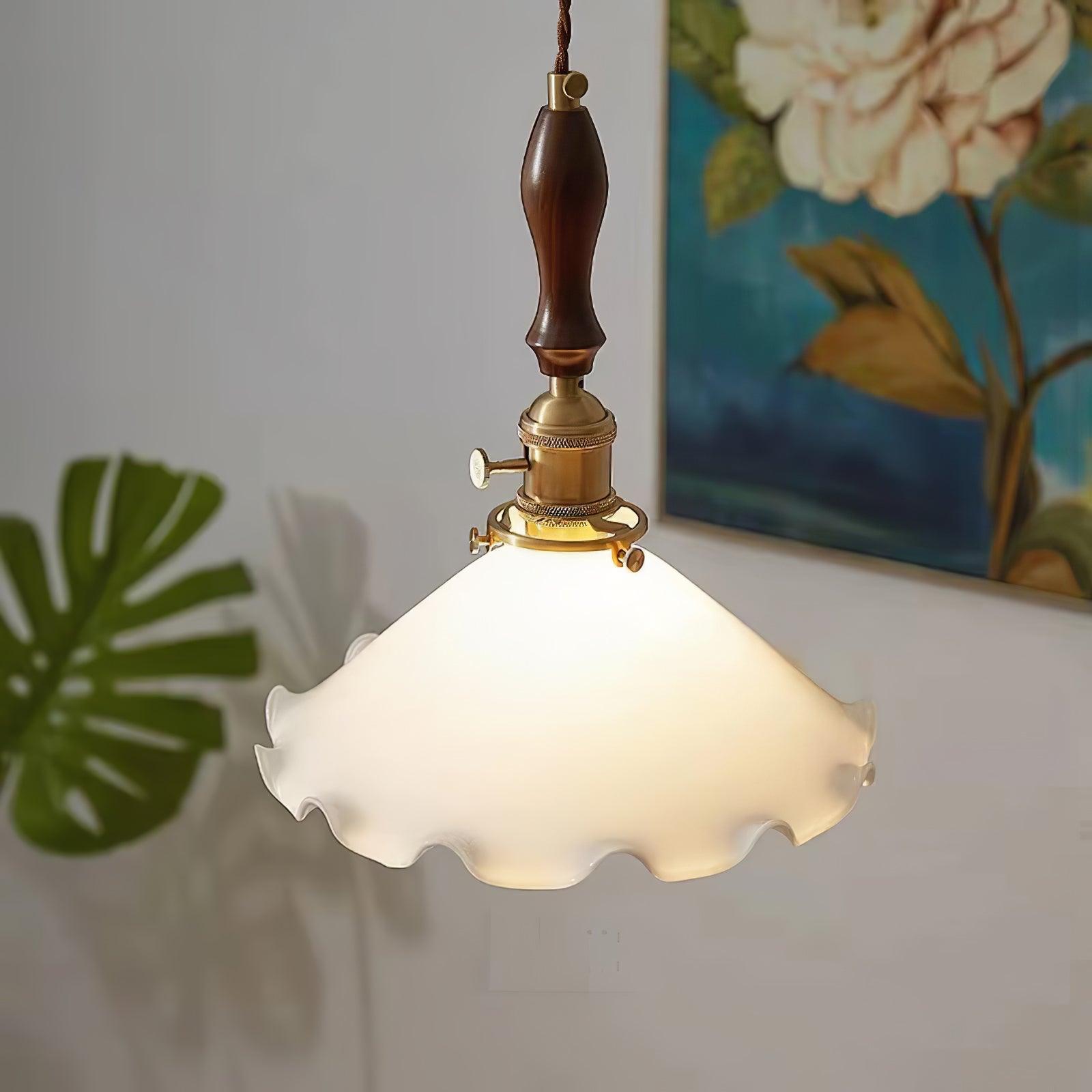 White Sculptural Glass Plug-In Pendant
