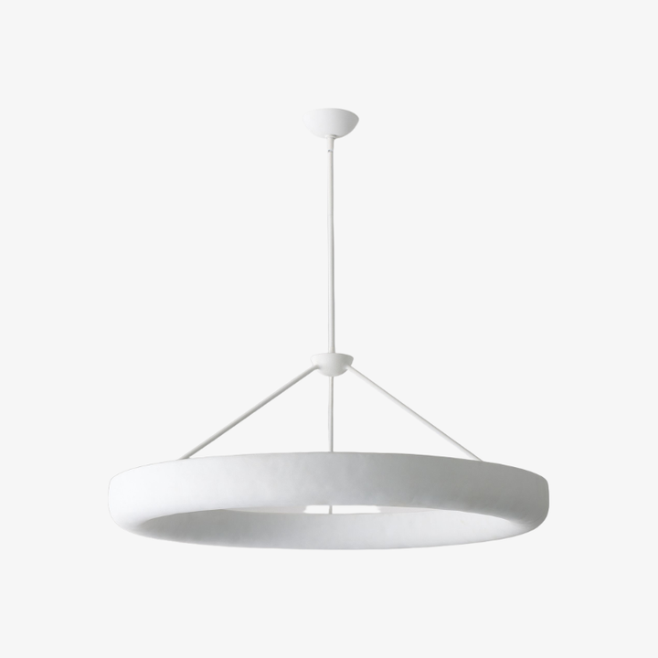 Plara Plaster-Texture Halo Chandelier – Modern Ring Ceiling Lamp for Living & Dining