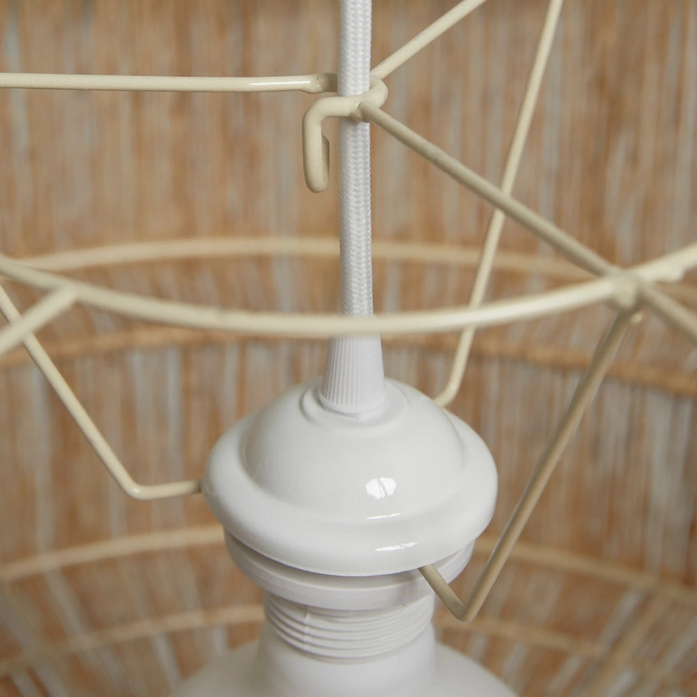 Florevian Woven Jute Hanging Light - Boho Chic Drum Pendant for Living or Dining