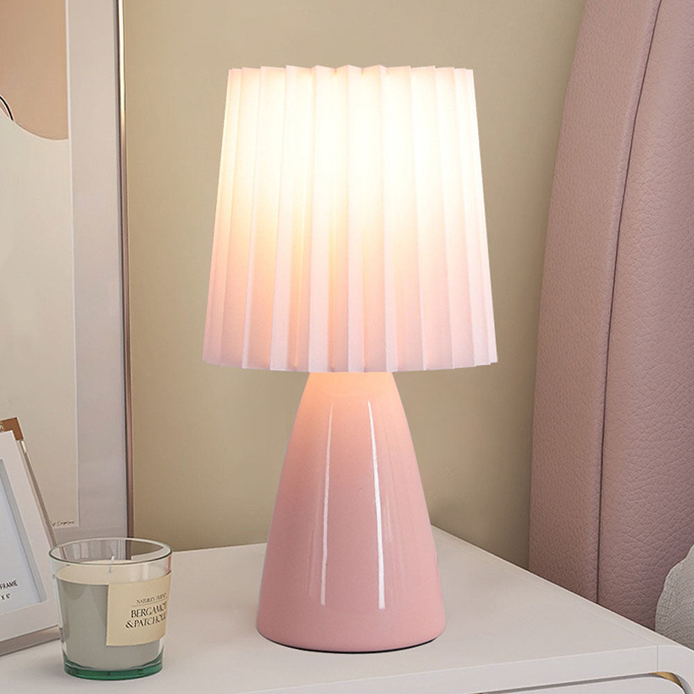 Modern Mini Table Lamp - Simple Fabric Shade with Metal Base