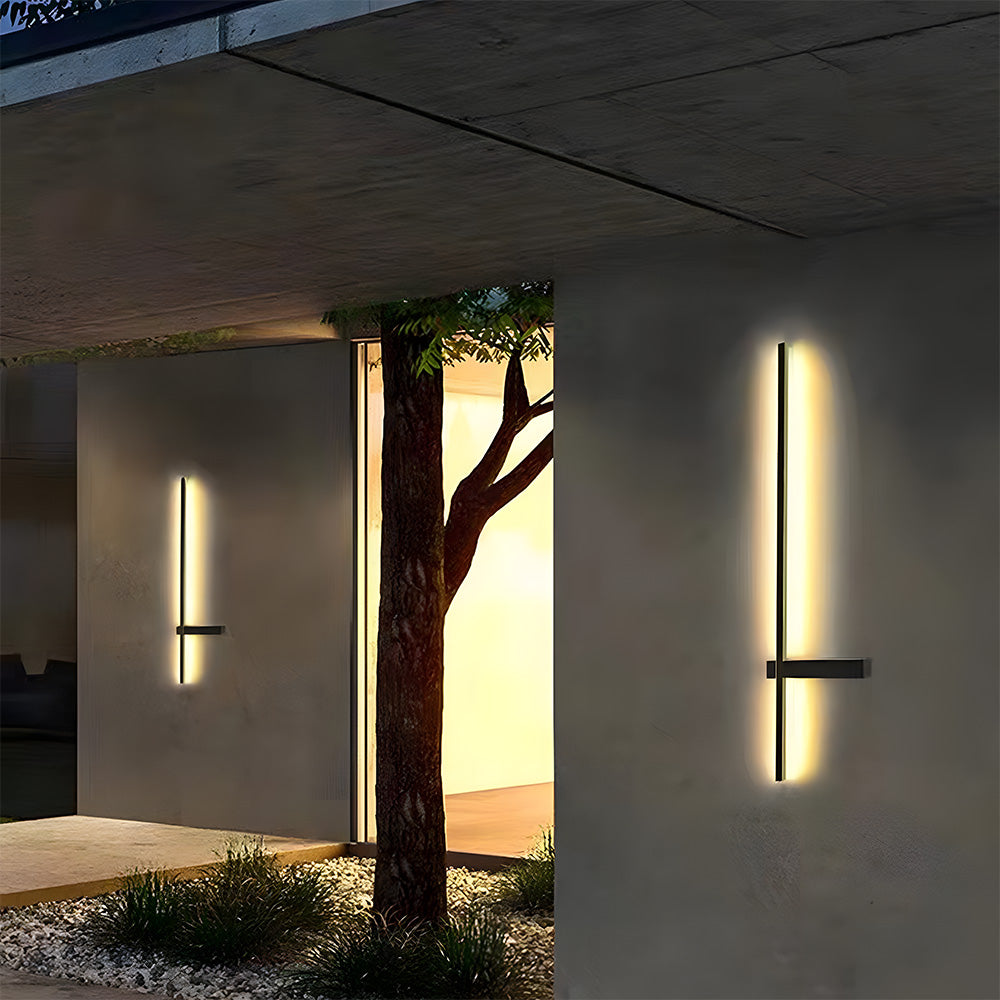IP54 Outdoor Wall Light - Modern Black LED Strip Lighting