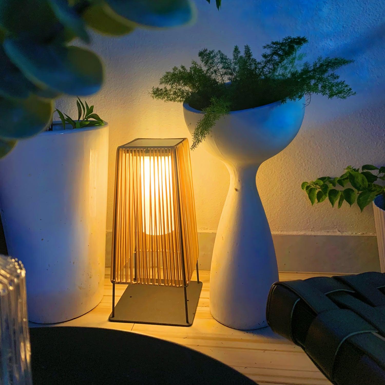 Plastic Rattan Outdoor Post Light - Solar Post Lamp Ideal