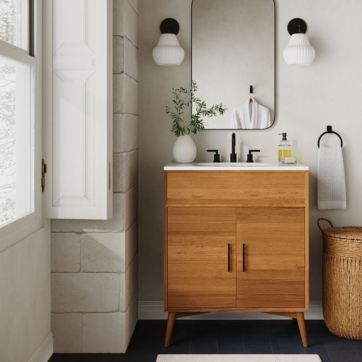 Rivrona Ribbed Glass Wall Sconce - Elegant Modern Lighting for Hallway & Bedroom