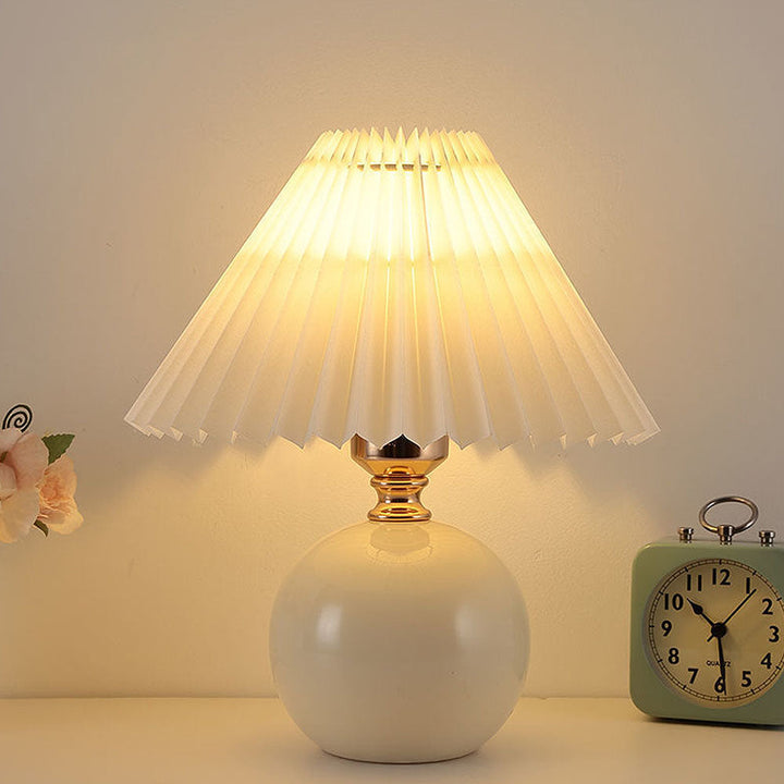 Modern Ceramic Table Light - Mini Fabric Pleated Lamp for Bedroom