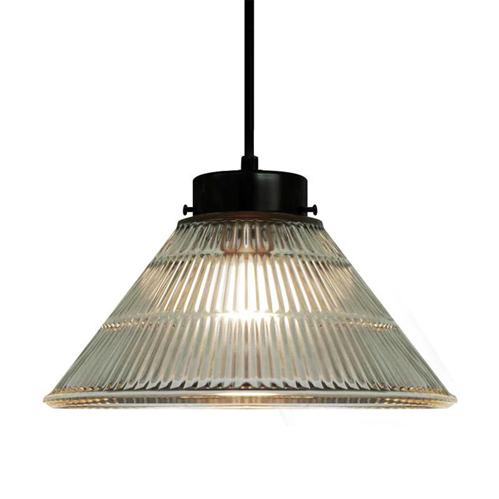 Retro Striped Glass Pendant Light - Creative Bowl Design for Bedroom