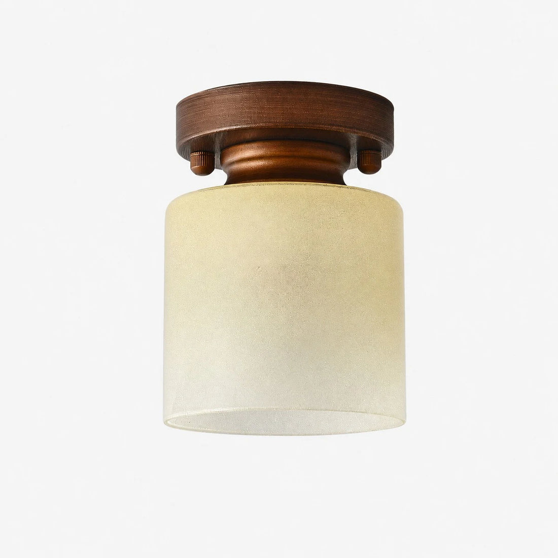 Gradient yellow glass flush mount ceiling light with brushed bronze finish