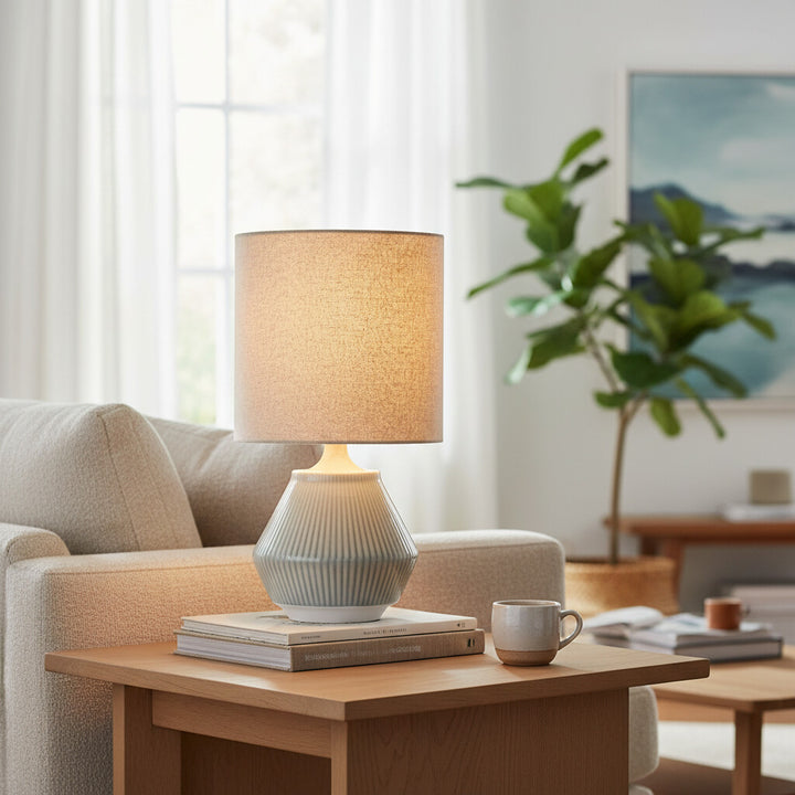 Ceruna Ripple Ceramic Table Lamp – Modern Design Minimalist Style Lighting Perfect for Living Room Bedroom Office