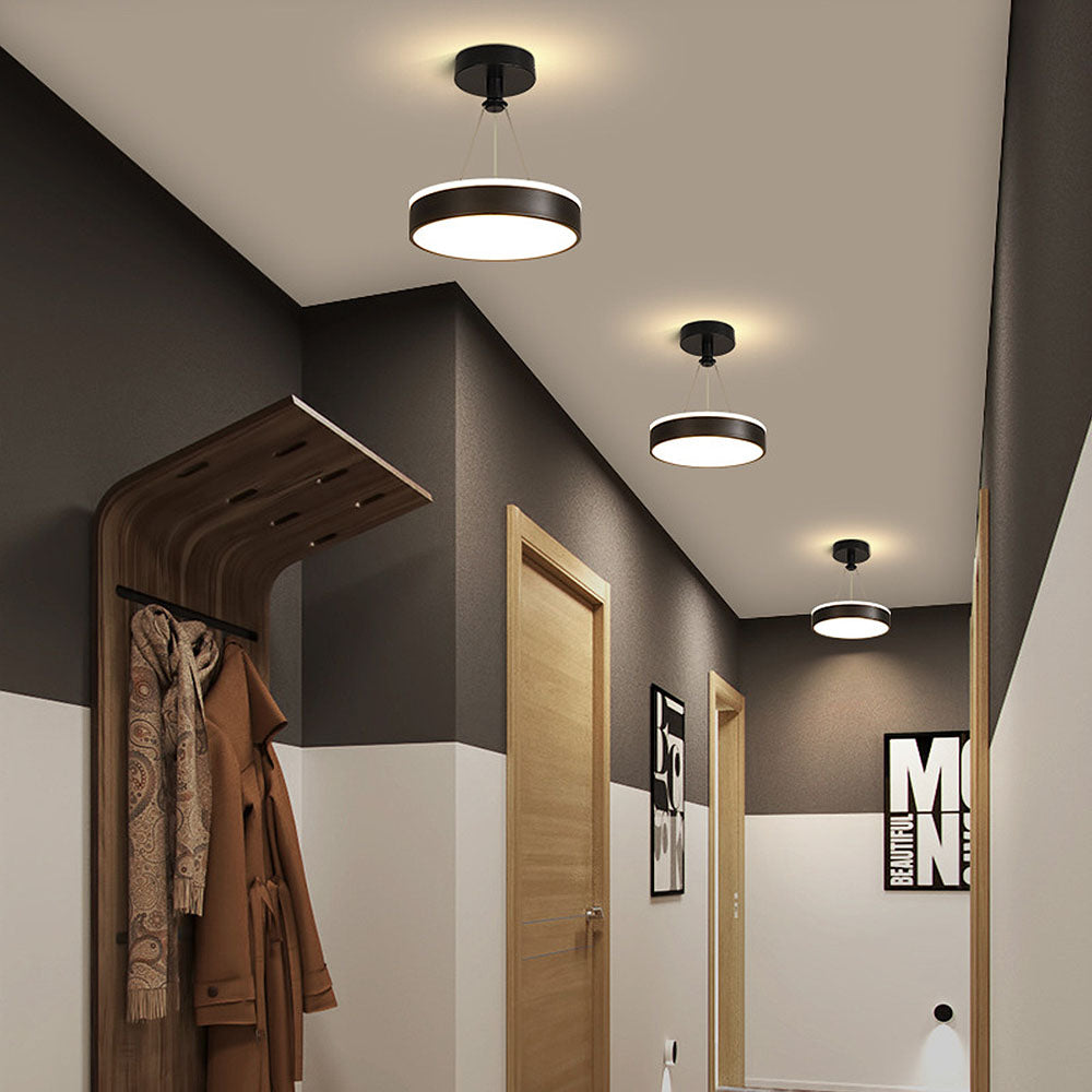 Metal LED Round Pendant Light - Modern LED Ceiling Fixture for Hallway