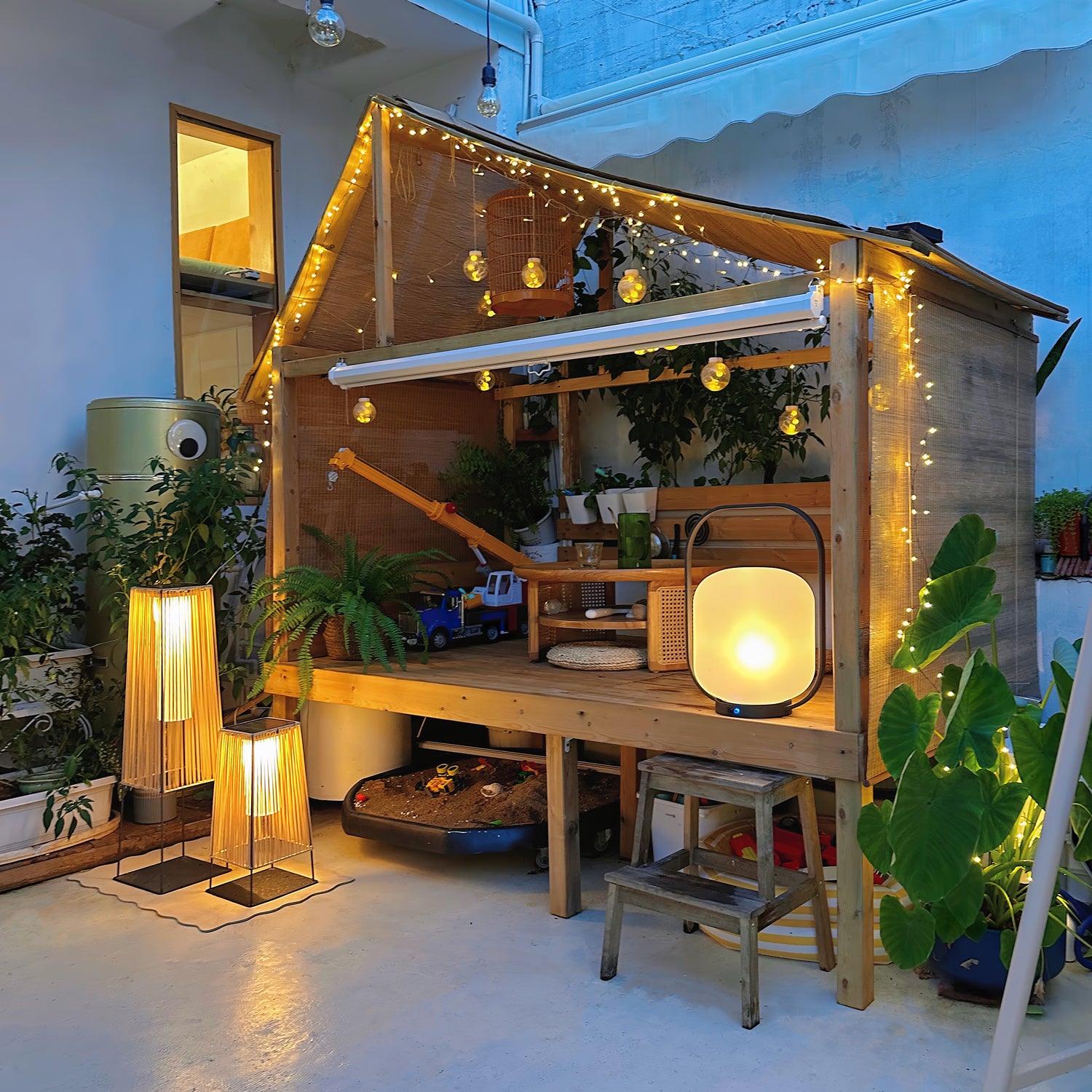 Plastic Rattan Outdoor Post Light - Solar Post Lamp Ideal