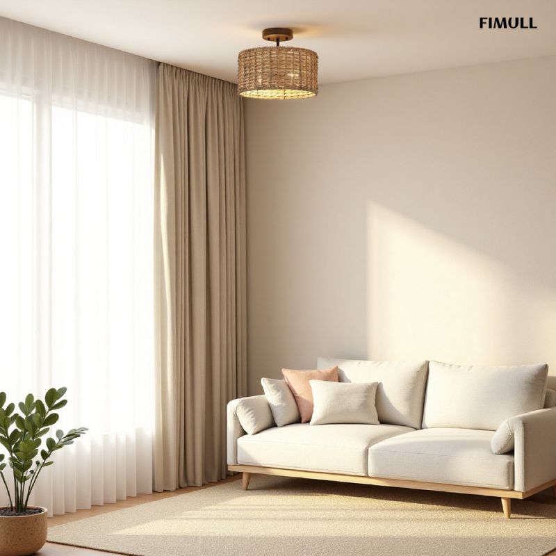 Rattan 2-Light Handwoven Classic Ceiling Light